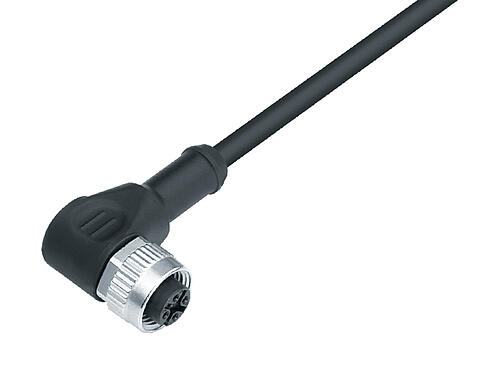 3D视图 77 3434 0000 50712-0200 - M12-A 孔头弯角电缆连接器, 极数: 12, 非屏蔽, 模压电缆, IP69K, UL, PUR, 黑色, 12x0.25mm², 2m