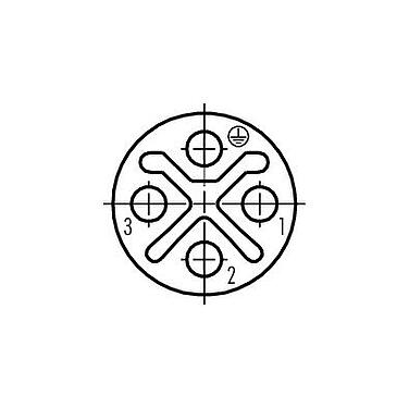 联系安排 (外掛程式側) 09 5271 10 04 - M12 用于穿控制柜, 极数: 3+PE, 屏蔽, 插拔式, IP67, UL, M12x1.0