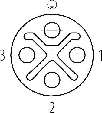 联系安排 (外掛程式側) M12 直头孔头电缆连接器, 极数: 3+PE, 6.0-8.0mm, 非屏蔽, 螺钉接线, IP67, UL 2238, VDE