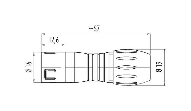 比例图 99 9133 72 12 - Snap-in 快插 直头针头电缆连接器, 极数: 12, 6.0-8.0mm, 非屏蔽, 焊接, IP67, UL, VDE