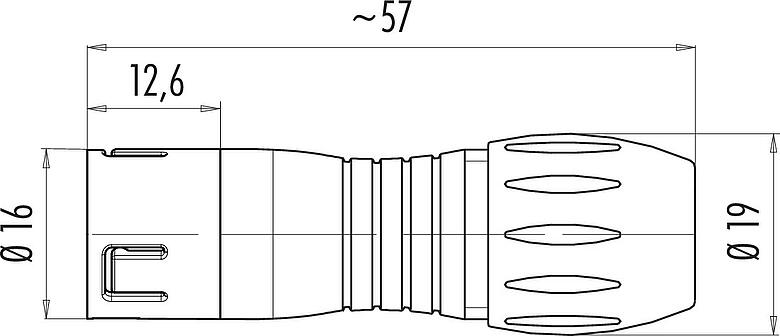 比例图 Snap-in 快插 直头针头电缆连接器, 极数: 12, 6.0-8.0mm, 非屏蔽, 焊接, IP67, UL 2238, VDE