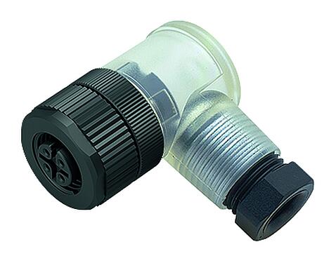 Illustration M12 Female angled connector, Contacts: 4, 6.0-8.0 mm, unshielded, screw clamp, IP67, UL 2238, PG 9