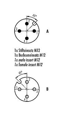联系安排 (外掛程式側) 79 5238 20 04 - M12/M12 双分线盒,Y 型分配器, 极数: 4, 非屏蔽, 预铸电缆, IP68, UL, PUR, 黑色, 4x0.25mm², 2m