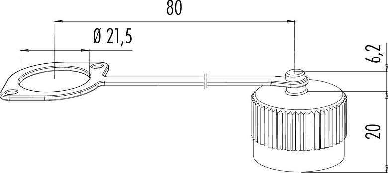 Scale drawing Protecting cap, IP67, with retaining strap