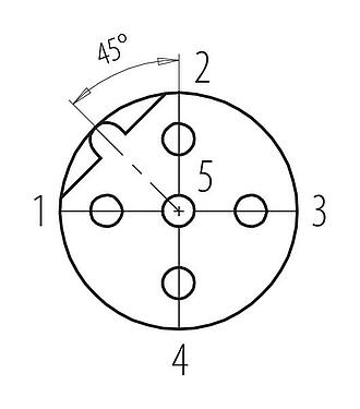 联系安排 (外掛程式側) M12 直头孔头电缆连接器, 极数: 5, 6.0-8.0mm, 可接屏蔽, 螺钉接线, IP67, UL 2238, 带防护环