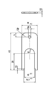 Scale drawing 07 0083 000 - M12-A/B/D/K/K/L/S/T/US/X - Assembly spanner for ring nut M12x1; series 713/715/763/766/813/814/815/825/866/876