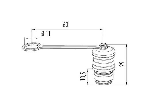Scale drawing Protecting cap, IP67, with retaining strap