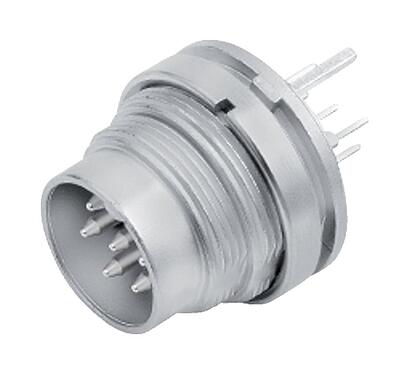 Illustration M16 Male panel mount connector, Contacts: 12 (12-a), shieldable, THT, IP40, M18x0,75, Rear mounting