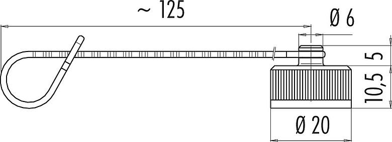 Scale drawing Protecting cap, IP67, for male cable connector