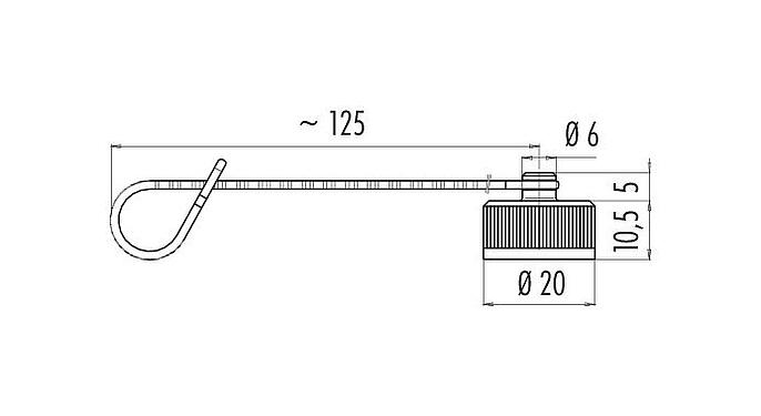 Scale drawing 08 1077 000 000 - M16 IP67 - Protection cap for cable connector; series 423/425/723