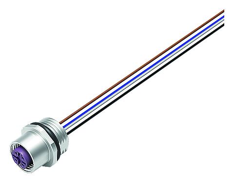 Illustration M12 Female panel mount connector, Contacts: 4, unshielded, single wires, IP68, UL 2238, PG 9, Front mounting