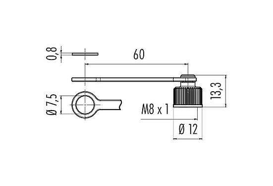 Scale drawing 08 2972 000 000 - M8 / AS-Interface - Protection cap for flange plug, front mounting; Series 718/772/775/768