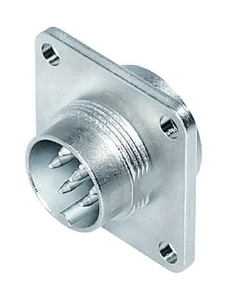 M16 Square male panel mount connector, Contacts: 6 (06-a), unshielded, solder, IP67, UL 2238, M3 (4x), Front mounting