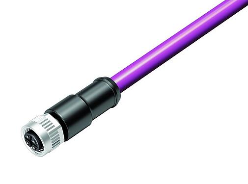 示意图(可能有所不同) M12 Female cable connector, Contacts: 2, shielded, moulded on the cable, IP67, UL 2238, Profibus, PUR, violet, 2 x 0.25 mm², 10 m