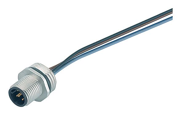 Illustration M12 Male panel mount connector, Contacts: 12, unshielded, single wires, IP68, UL 2238, M16x1.5, Front mounting, potted