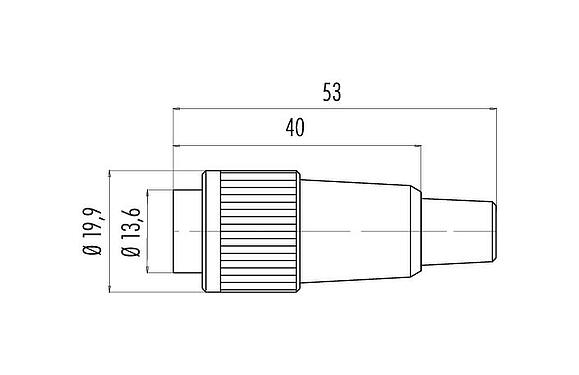 比例图 99 0601 02 02 - 卡扣式 直头针头电缆连接器, 极数: 2, 6.0-8.0mm, 非屏蔽, 焊接, IP40