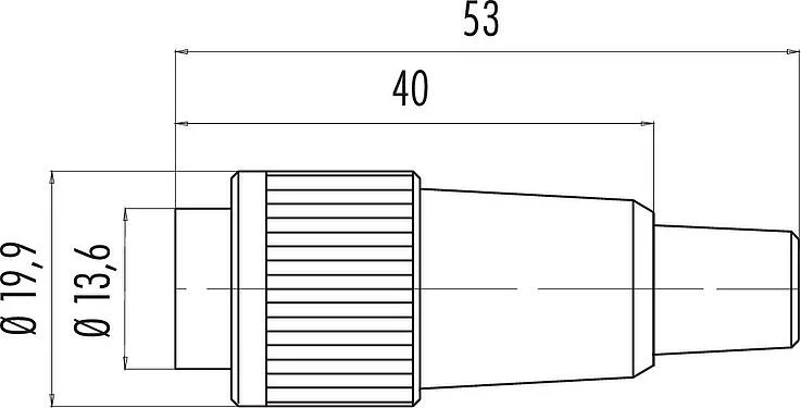 Scale drawing Bayonet Male cable connector, Contacts: 7, 6.0-8.0 mm, unshielded, solder, IP40