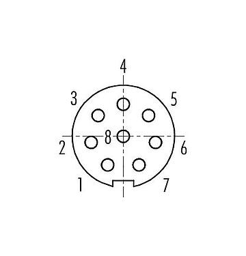 联系安排 (外掛程式側) 99 0426 70 08 - M9 弯角孔头电缆连接器, 极数: 8, 3.5-5.0mm, 非屏蔽, 焊接, IP67