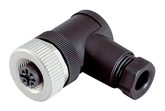 Illustration 99 0530 52 04 - M12 Female angled connector, Contacts: 4, 6.0-8.0 mm, unshielded, crimping (Crimp contacts must be ordered separately), IP67, UL