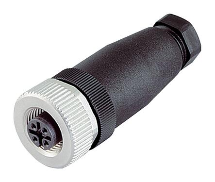 插图 M12 直头孔头电缆连接器, 极数: 4, 6.0-8.0mm, 非屏蔽, 压接(压接触点必须单独订购), IP67, UL 2238