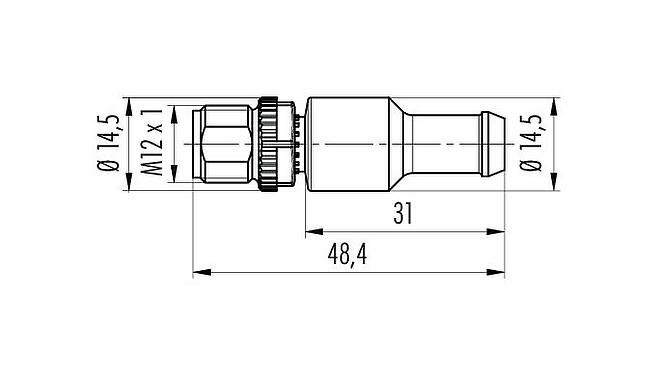 比例图 M12 终端插头, 极数: 5, 非屏蔽, IP69K, CAN总线