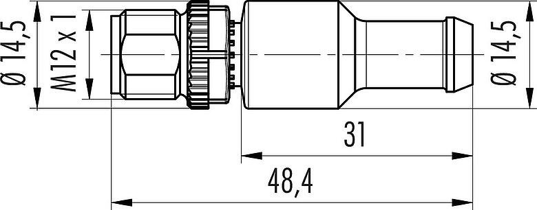 比例图 M12 终端插头, 极数: 5, 非屏蔽, IP69K, CAN总线