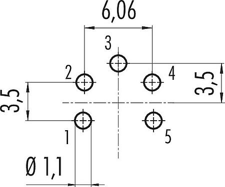 导体结构 M16 孔头法兰座, 极数: 5 (05-a), 非屏蔽, THT, IP67, UL 2238, M18x0,75, 後壁安裝