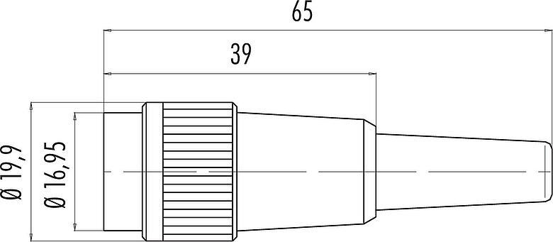比例图 卡扣式 直头孔头电缆连接器, 极数: 4, 3.0-6.0mm, 非屏蔽, 焊接, IP40
