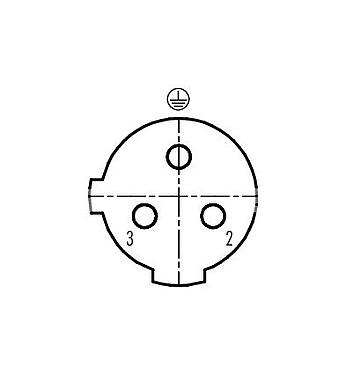 Polbild (Steckseite) 99 2530 14 03 - M12 Kabeldose, Polzahl: 2+PE, 4,0-6,0 mm, ungeschirmt, schraubklemm, IP67