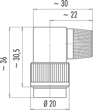 比例图 卡扣式 弯角孔头电缆连接器, 极数: 12, 6.0-8.0mm, 非屏蔽, 焊接, IP40