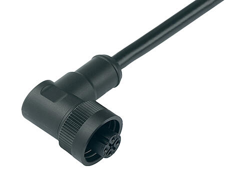 插图 79 0234 20 04 - RD24 弯角孔头电缆连接器, 极数: 3+PE, 非屏蔽, 预铸电缆, IP67, PVC, 黑色, 4x1.50mm², 2m