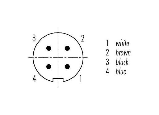 联系安排 (外掛程式側) M9 直头针头电缆连接器, 极数: 4, 屏蔽, 预铸电缆, IP67, PUR, 黑色, 5x0.25mm², 5m