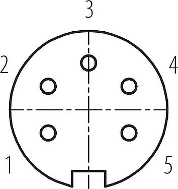 Contact arrangement (Plug-in side) M16 Female panel mount connector, Contacts: 5 (05-a), unshielded, solder, IP67, UL 2238, M18x0,75, Front mounting