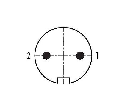 Contact arrangement (Plug-in side) 99 5601 19 02 - M16 Male cable connector, Contacts: 2 (02-a), 6.0-8.0 mm, shieldable, solder, IP67, UL