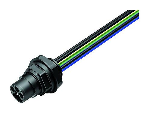 Illustration 09 6111 150 06 - Bayonet Male panel mount connector, Contacts: 6, not shielded, single wires, IP66/IP67, UL, M20x1.5