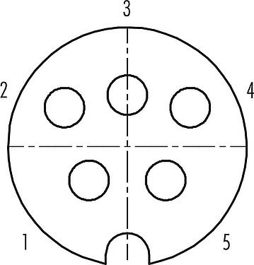 联系安排 (外掛程式側) M25 直头孔头电缆连接器, 极数: 5, 5.0-8.0mm, 可接屏蔽, 焊接, IP40