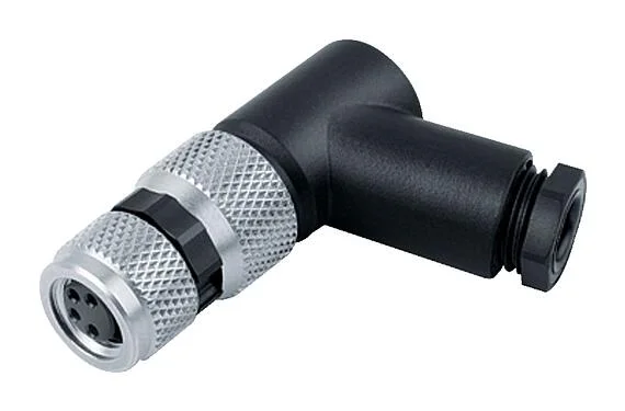 Illustration M8 Female angled connector, Contacts: 3, 3.5-5.0 mm, unshielded, screw clamp, IP67, UL 2238