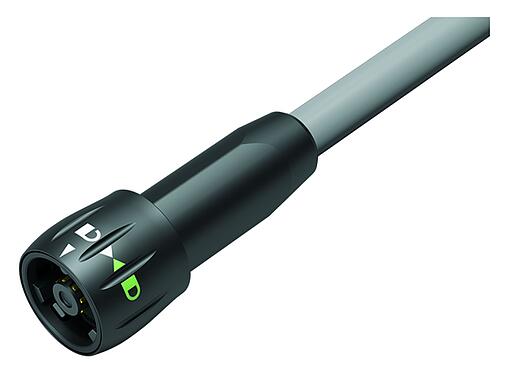 Illustration Bayonet Male cable connector, Contacts: 8, unshielded, solder, IP67, PVC, grey, 8 x 0.25 mm², 2 m