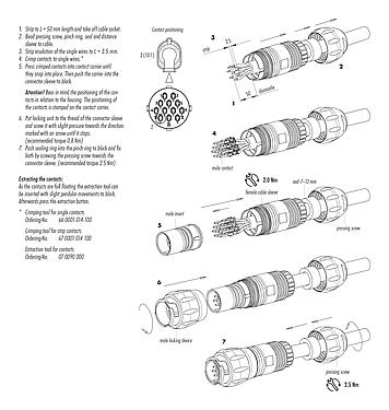 Assembly instructions 99 6517 000 12 - Bayonet Male cable connector, Contacts: 12, 7.0-13.0 mm, unshielded, crimping (Crimp contacts must be ordered separately), IP68/IP69K, UL, VDE