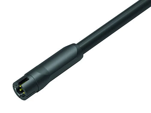 插图 Snap-in 快插 直头针头电缆连接器, 极数: 4, 非屏蔽, 预铸电缆, IP40, PVC, 黑色, 4x0.25mm², 2m