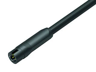 Snap-In Male cable connector, Contacts: 3, unshielded, moulded on the cable, IP40, PVC, black, 3 x 0.25 mm², 2 m