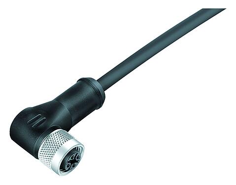 Illustration 77 3534 0000 50705-0500 - M12 Female angled connector, Contacts: 5, shielded, moulded on the cable, IP67, UL, PUR, black, 5 x 0.25 mm², 5 m