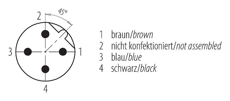 Contact arrangement (Plug-in side) M12 Male cable connector, Contacts: 3, unshielded, moulded on the cable, IP68/IP69K, UL 2238, PUR, black, 3 x 0.34 mm², 5 m