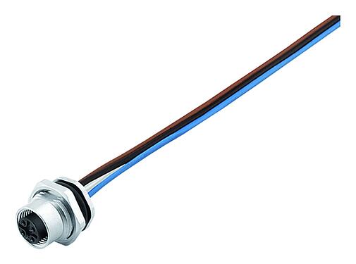 Illustration M12 Female panel mount connector, Contacts: 4, unshielded, single wires, IP68, M16x1.5, Rear mounting