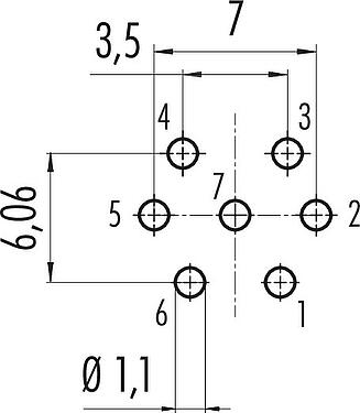 导体结构 M16 孔头法兰座, 极数: 7 (07-a), 非屏蔽, THT, IP67, UL 2238, M18x0,75, 後壁安裝