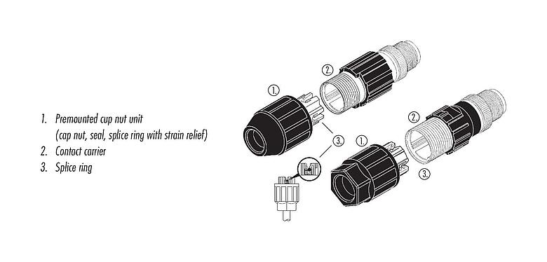 Assembly instructions M12 Male cable connector, Contacts: 4, 4.0-8.0 mm, unshielded, IDC, IP67