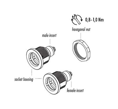 组件图纸 09 4908 025 03 - Push Pull 孔头法兰座, 极数: 3, 非屏蔽, 焊接, IP40