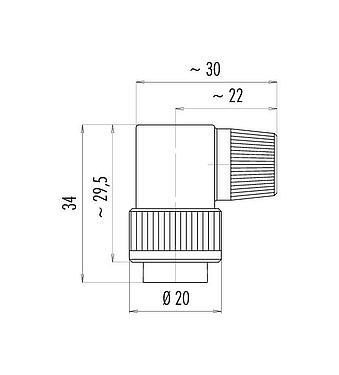 比例图 卡扣式 弯角针头电缆连接器, 极数: 6, 6.0-8.0mm, 非屏蔽, 焊接, IP40