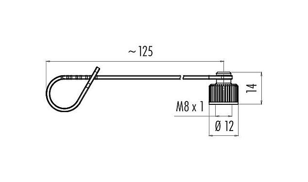 Scale drawing Protecting cap, IP67, for male cable connector, M8