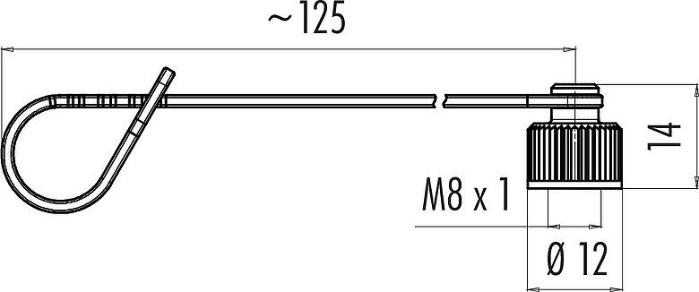 Scale drawing Protecting cap, IP67, for male cable connector, M8